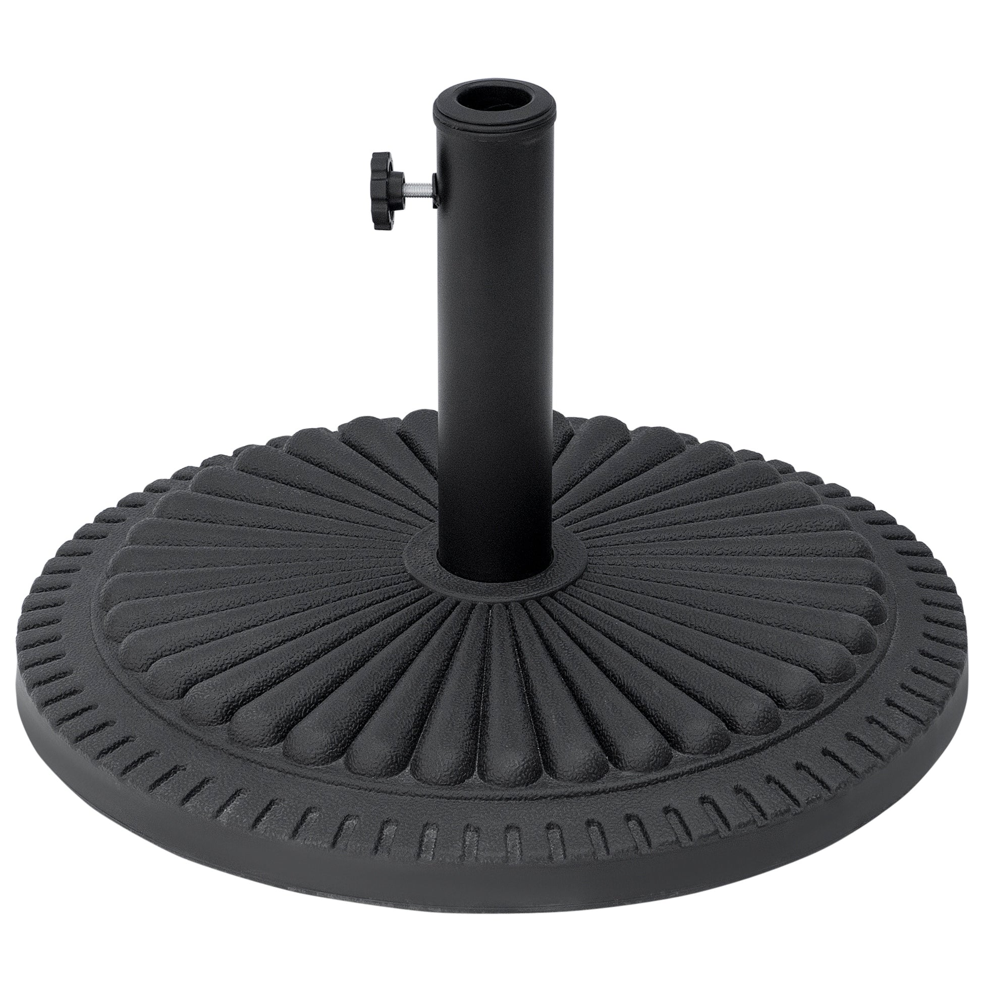 Outsunny 14kg Round Cement Parasol Base Umbrella Weight Stand Holder Fits Î¦35mm,Î¦38mm,Î¦48mm Pole for Patio Outdoor Garden - Black