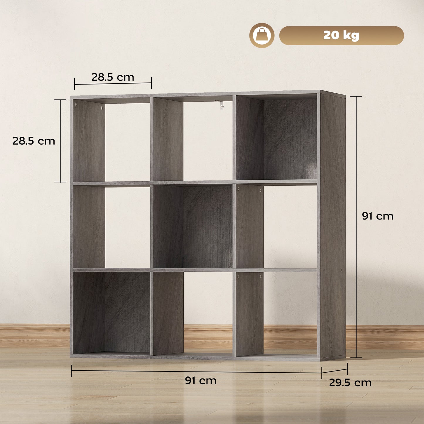 HOMCOM Nine-Cube Storage Shelf - Marble Grey