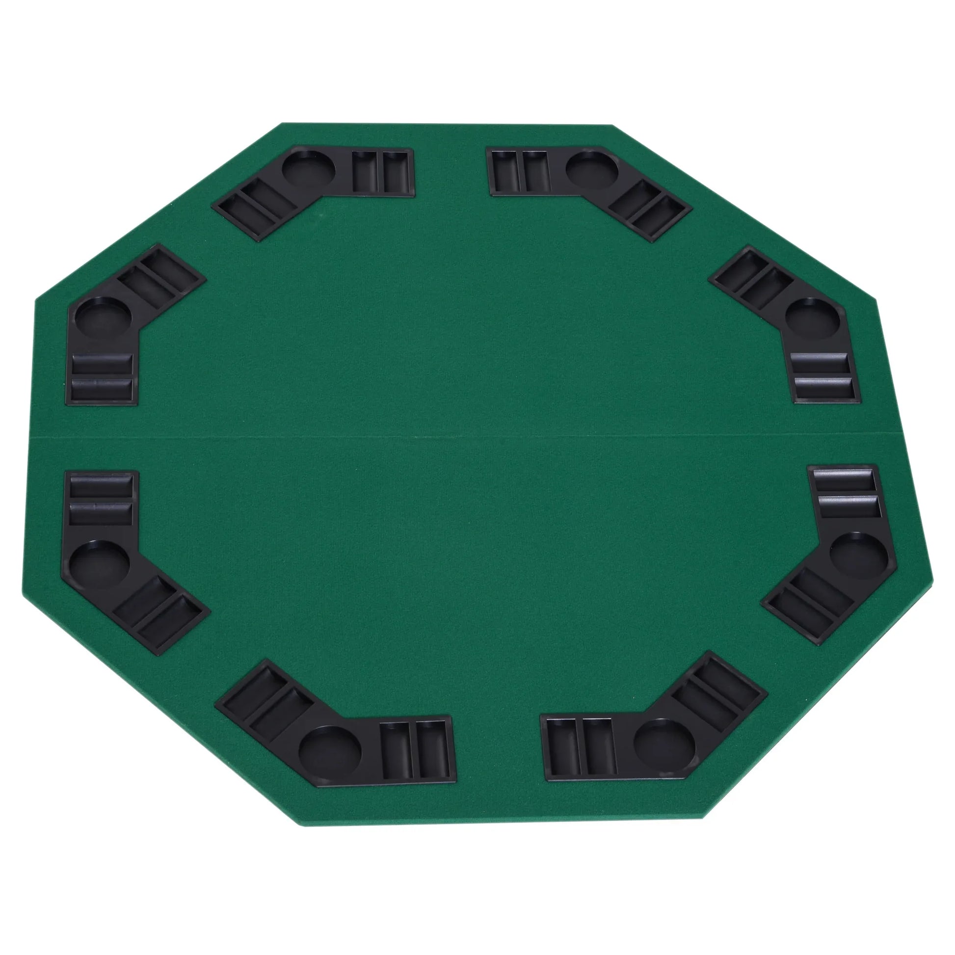 HOMCOM 1.2m/48 Inches Foldable Poker Table Top 8 Players Blackjack Tables Chip Trays - LiamsBargains.co.uk