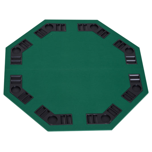 HOMCOM 1.2m/48 Inches Foldable Poker Table Top 8 Players Blackjack Tables Chip Trays - LiamsBargains.co.uk