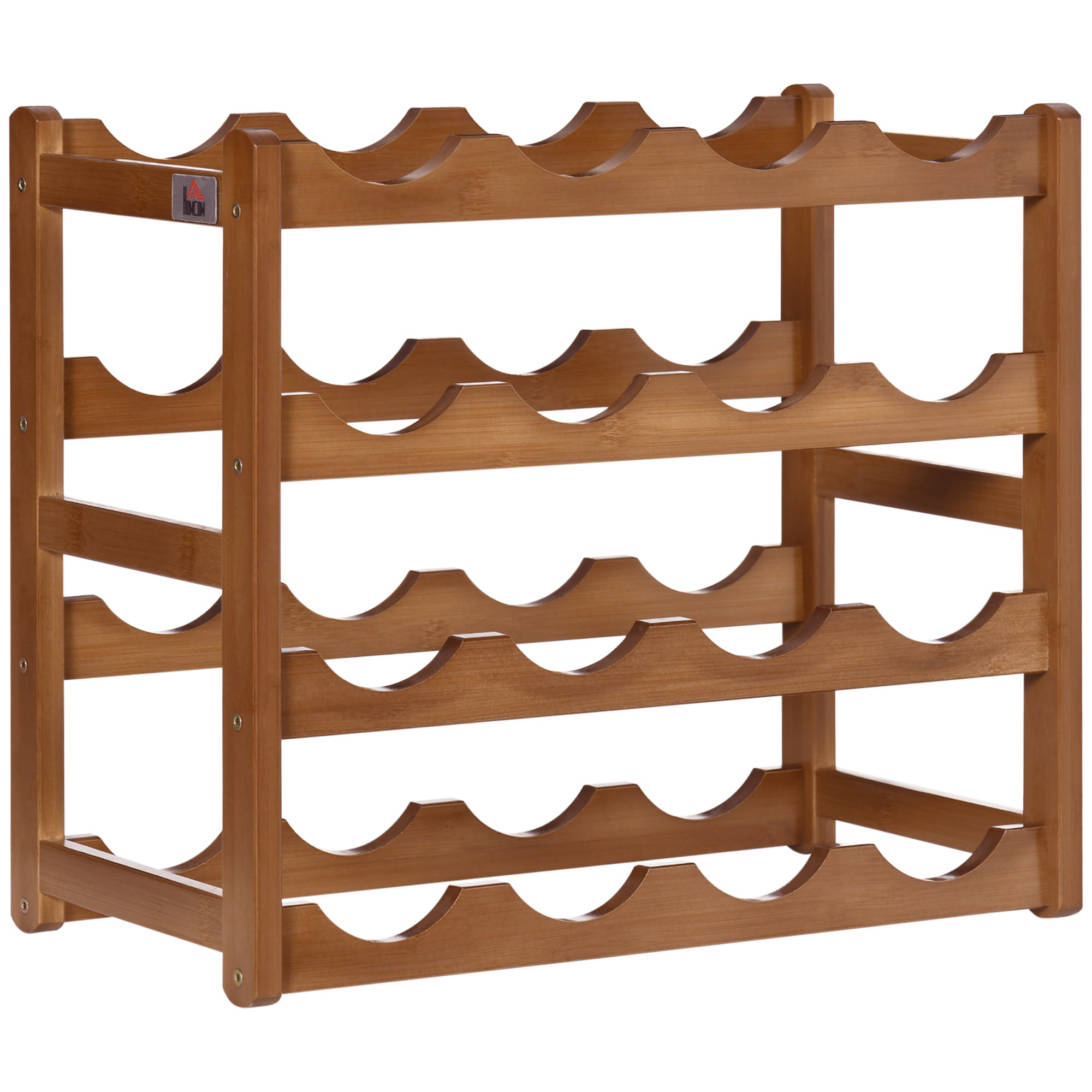 Liam Rack HOMCOM Free Standing Bamboo Wine Rack with 16 Bottles Holder, 4-tier W ...