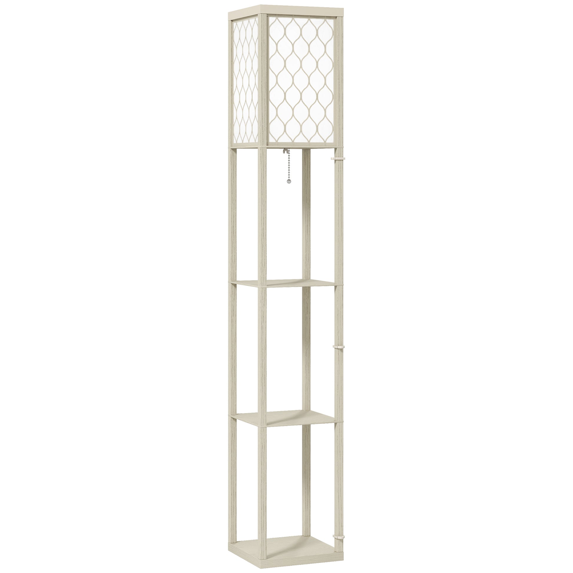 HOMCOM Three-Shelf Standing Lamp - Oak/White