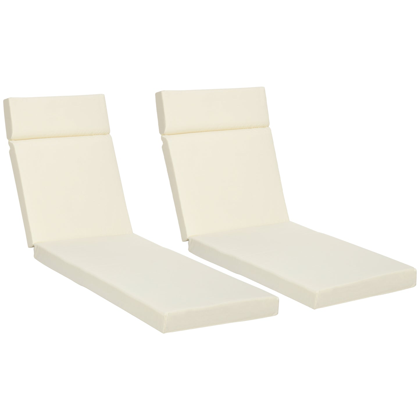 Outsunny Set of 2 Sun Lounger Cushions, Replacement Cushions for Rattan Furniture with Ties, 196 x 55 cm, Cushion ONLY, Cream White Default Title