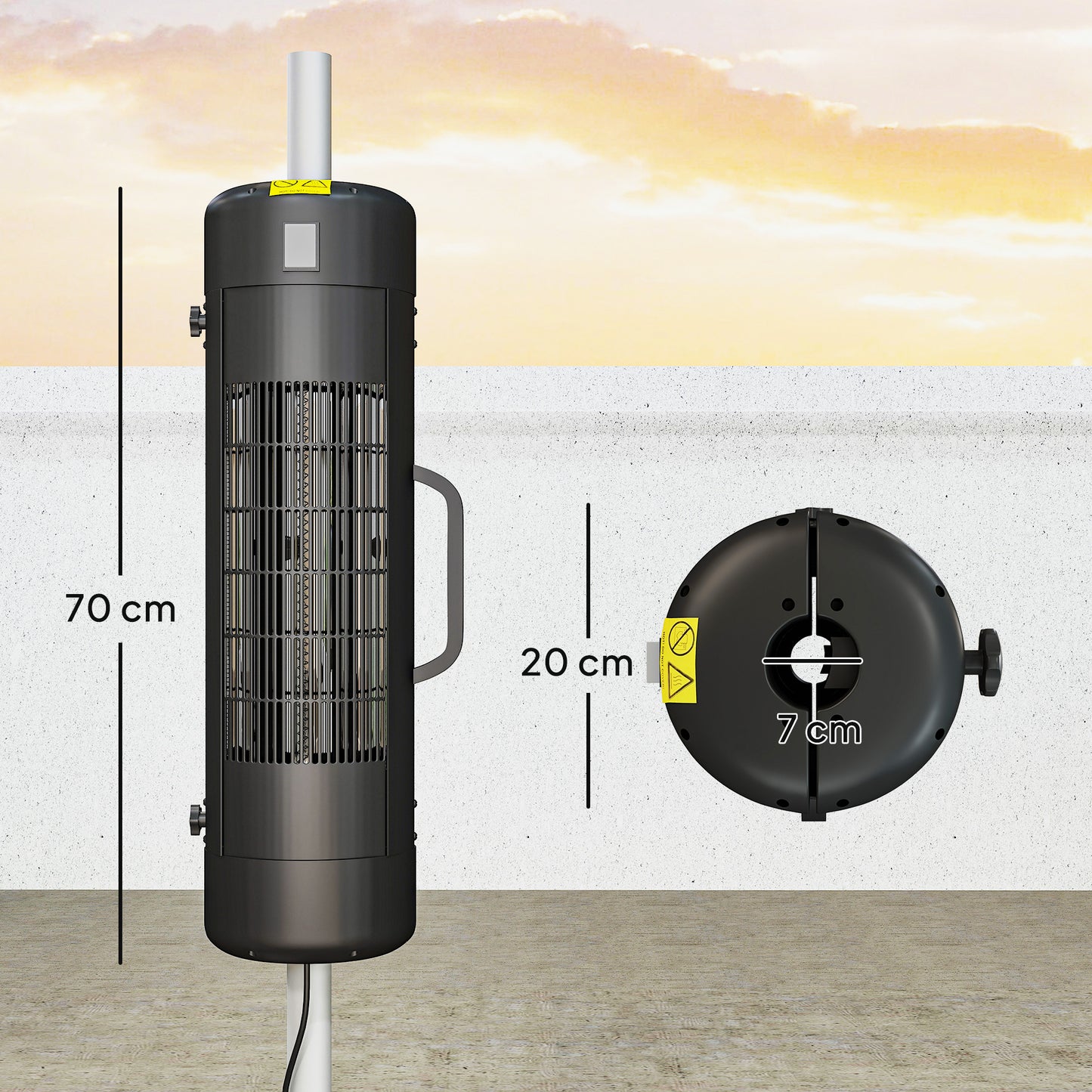 Outsunny Patio Parasol Heater, Electric Umbrella Mounted Heater for 25-70 mm Poles