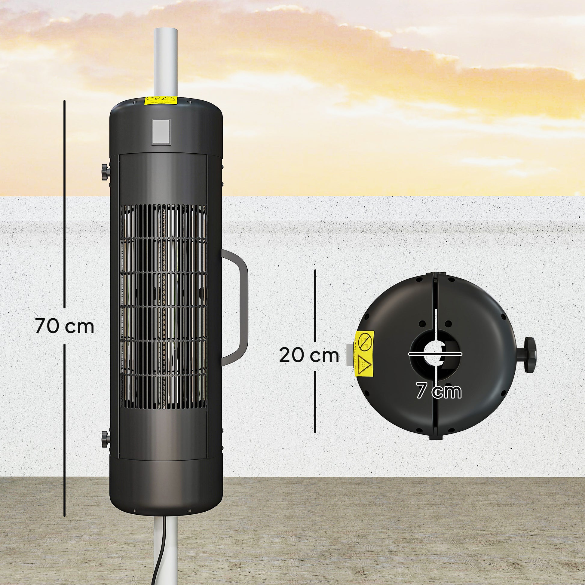 Outsunny Patio Parasol Heater, Electric Umbrella Mounted Heater for 25-70 mm Poles