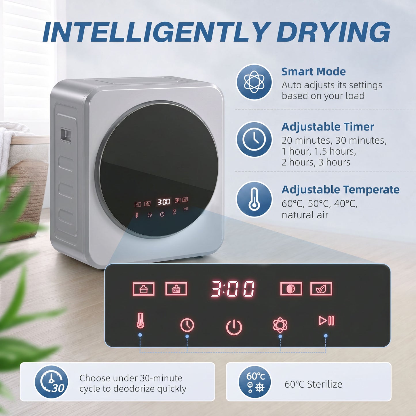 HOMCOM Vented Tumble Dryer, 4 kg Front Tumble Dryer with Stainless Steel Tub, 800W Compact Freestanding, Silver