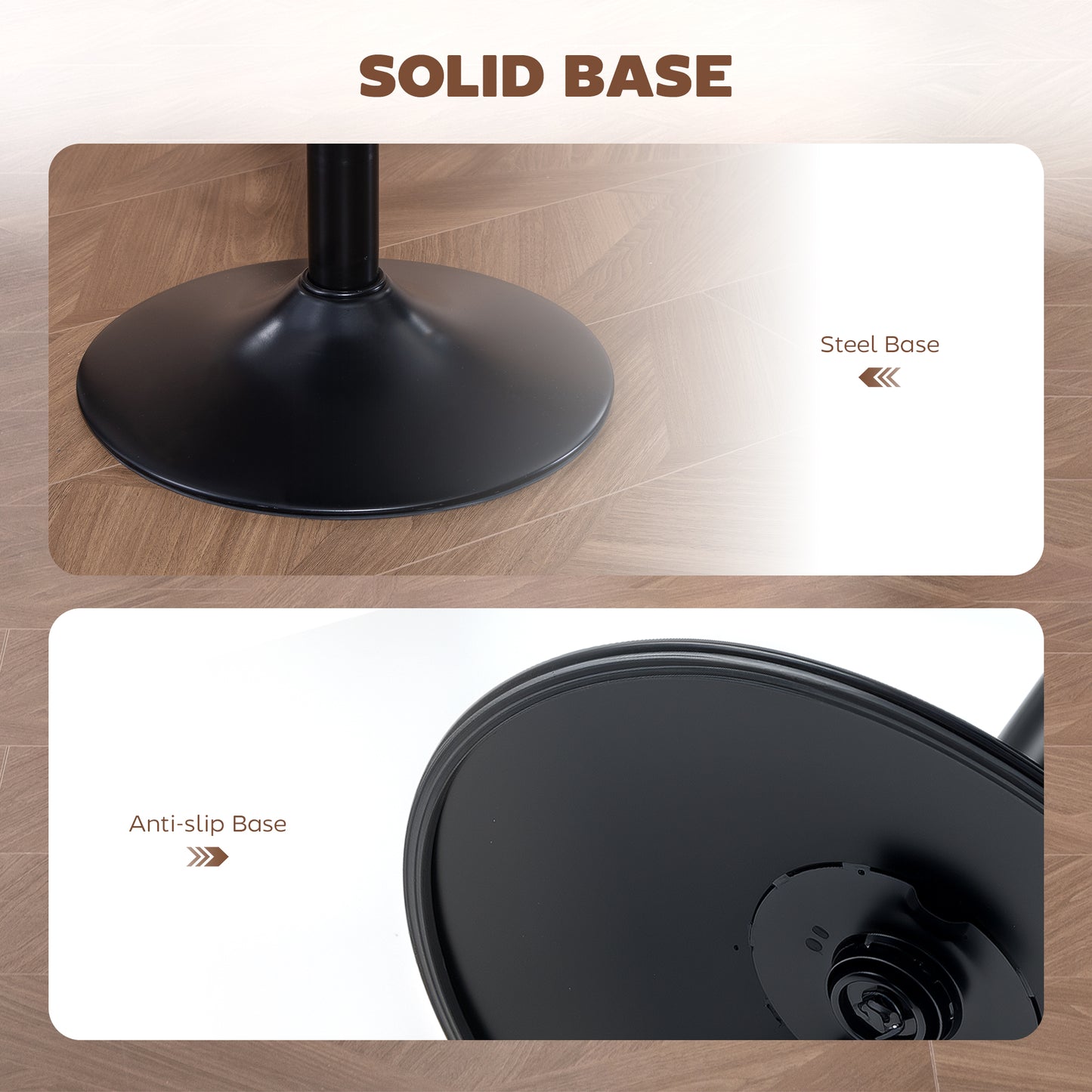 HOMCOM Bar Stools Set of 2, PU Leather Swivel Barstools with Backrest and Footrest for Kitchen, Counter, Breakfast Bar, Brown