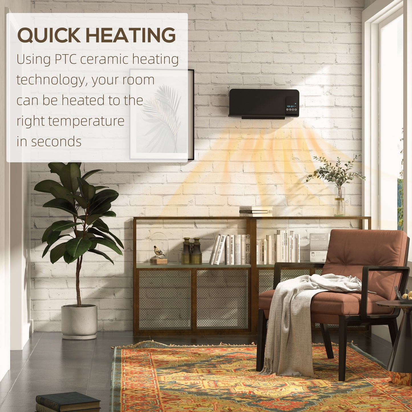 HOMCOM 2000W Wall Mounted Heater, 18-45Â°C Temperature, Black