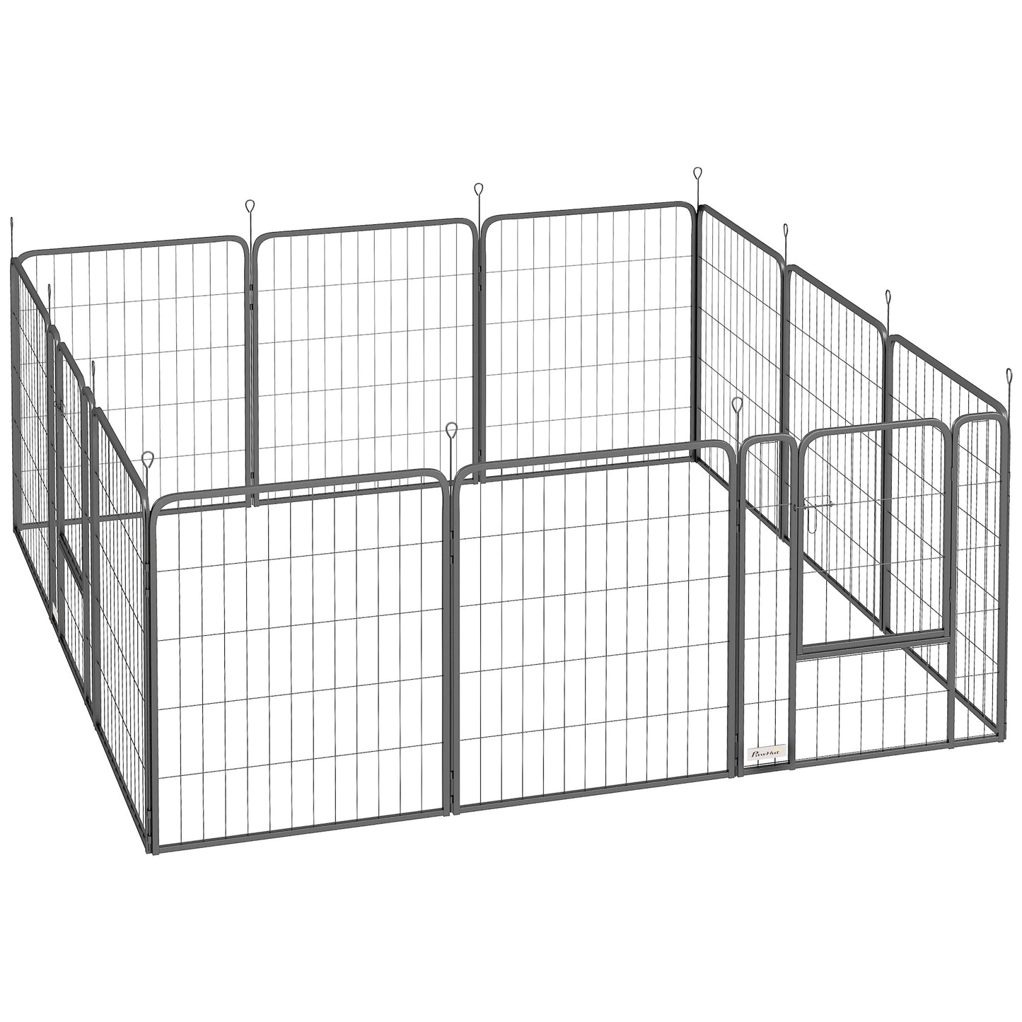 PawHut 12-Panel Solid Dog Playpen with Doors, for Medium Dogs, 80cm High, Black Default Title