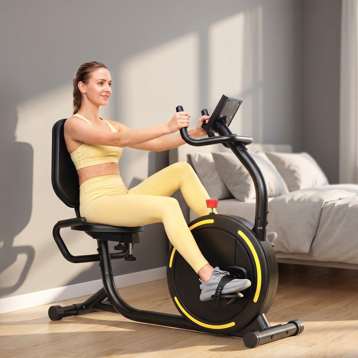 SPORTNOW Recumbent Exercise Bike for Home, Indoor Stationary Bike for Seniors with App Connectivity, 0-100% Magnetic Resistance