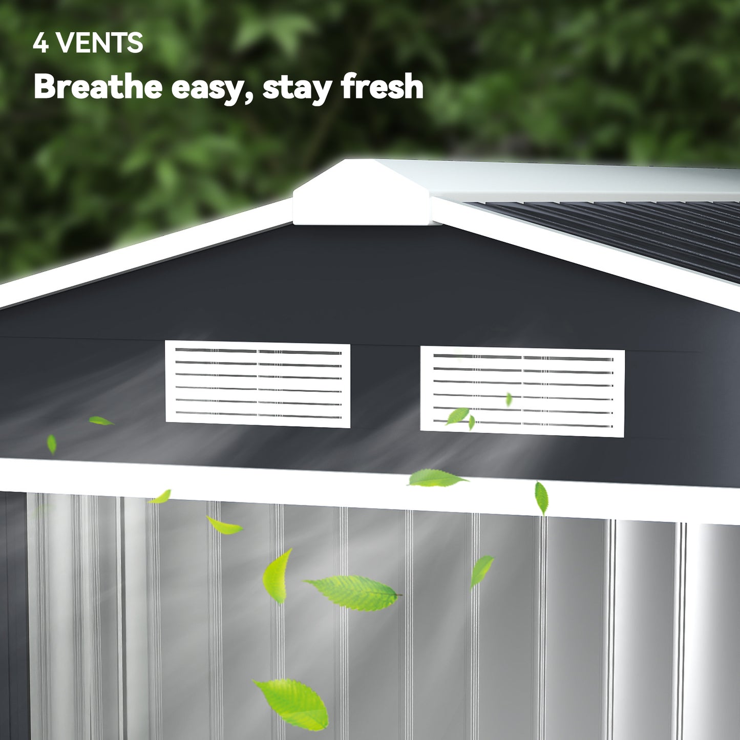 Outsunny 7 x 4ft Weatherproof Shed, Outdoor Bike Storage Shed with Ventilation Slots, Foundation Kit and Lockable Double Doors, Dark Grey