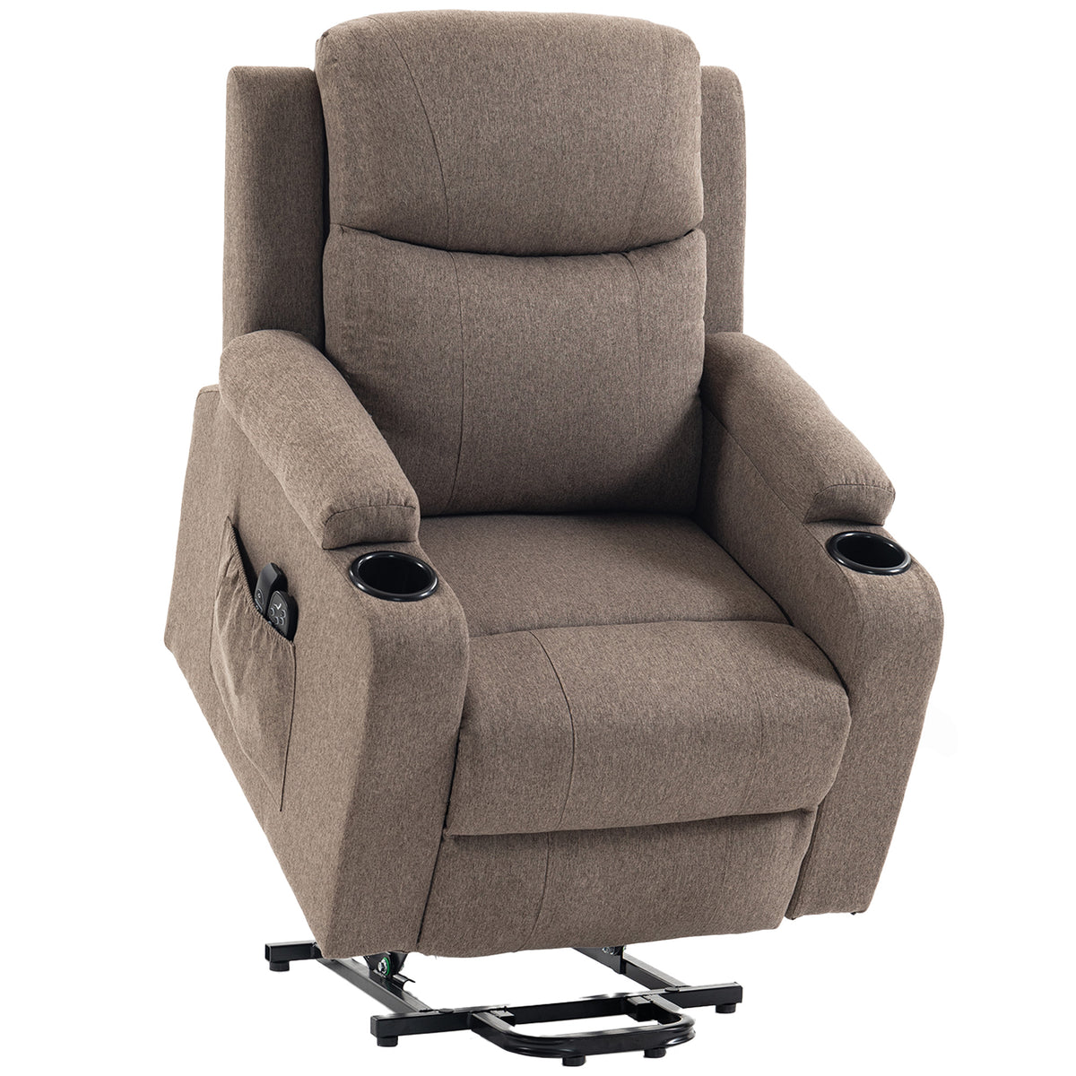 HOMCOM Riser Recliner Chair with Massage and Heat, Linen Electric Lift Armchair for Elderly with Spring Cushion, Brown Default Title