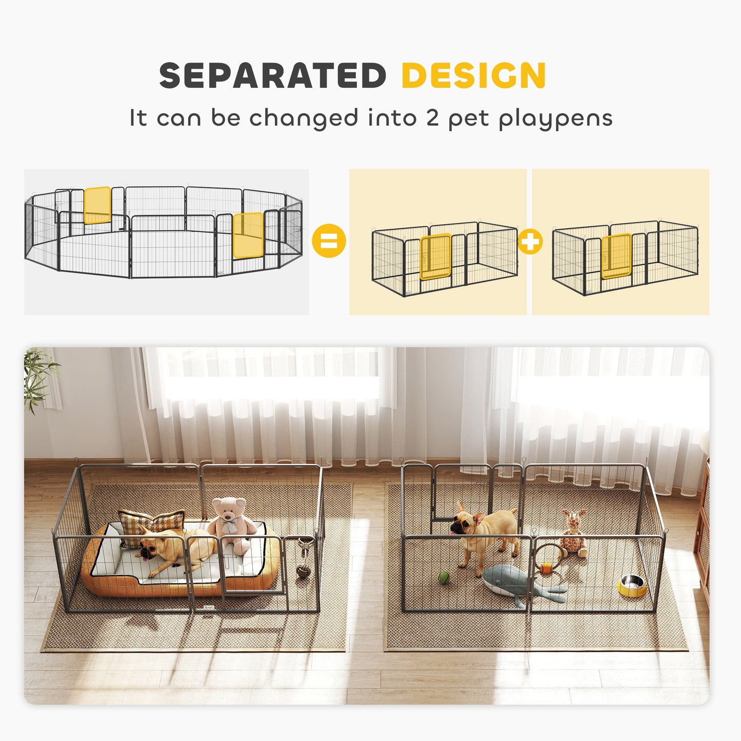 PawHut 12 Panels Heavy Duty Puppy Playpen, for Small Dogs, Indoor and Outdoor Use - Silver