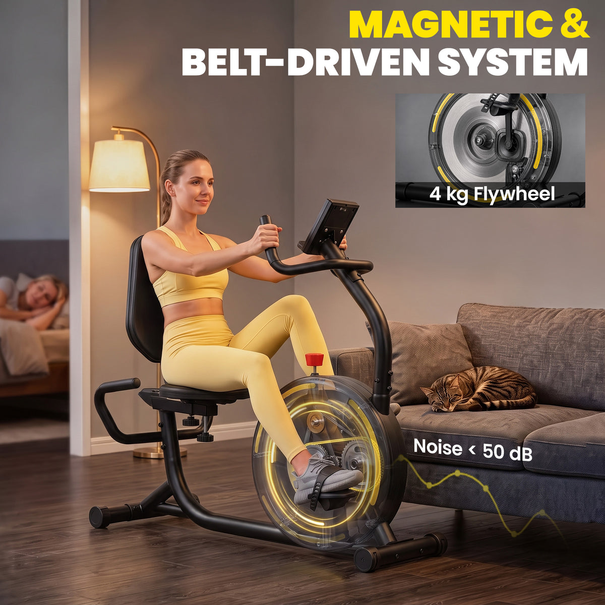 SPORTNOW Recumbent Exercise Bike for Home, Indoor Stationary Bike for Seniors with App Connectivity, 0-100% Magnetic Resistance
