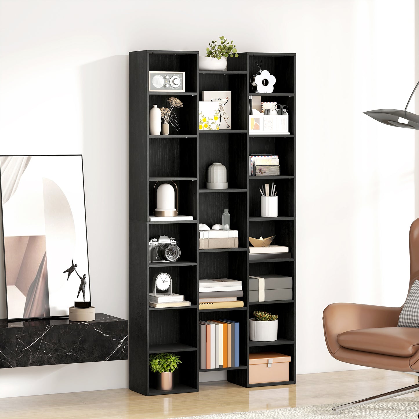 HOMCOM 21-Compartment Bookshelf - Black