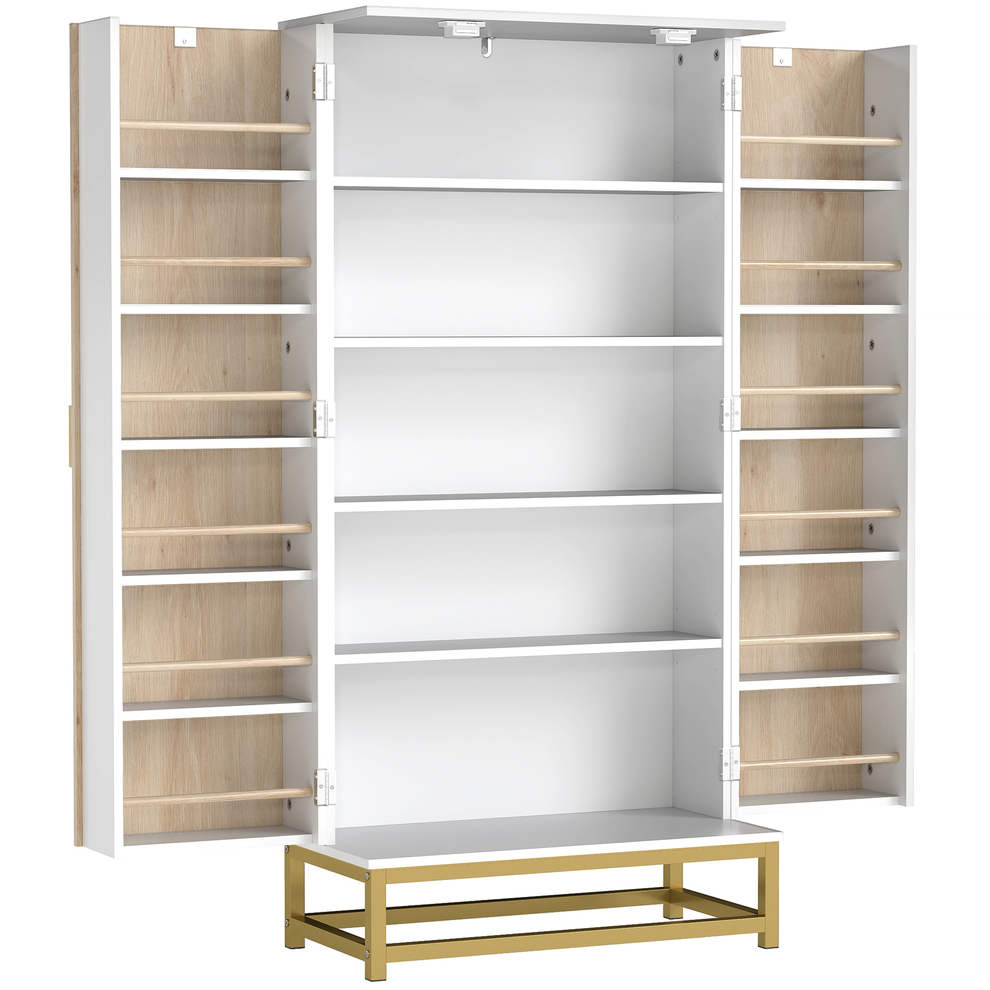 HOMCOM 119.5 cm Kitchen Cupboard, Freestanding Kitchen Cabinet with Double Doors, 5 Tiers, 12 Spice Racks, White Default Title