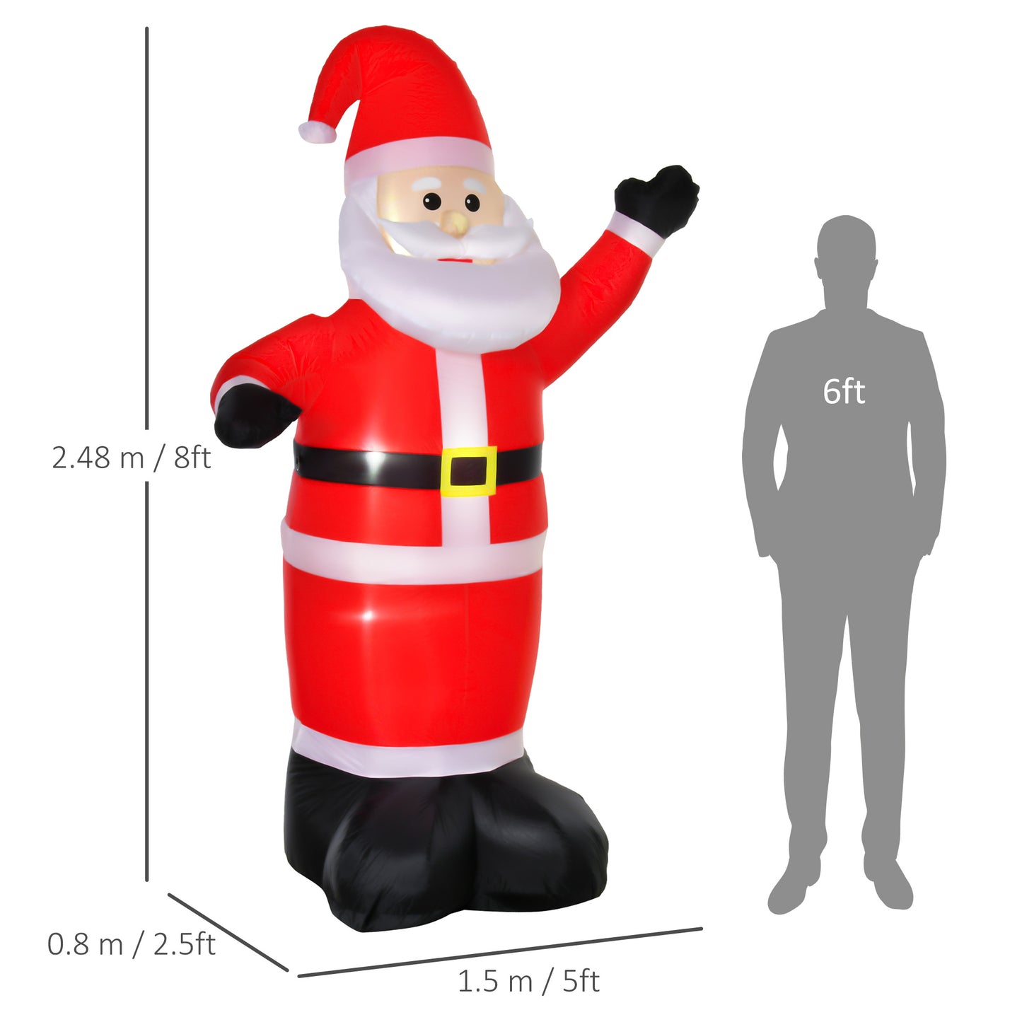 HOMCOM 8ft Inflatable Christmas Santa Claus Xmas Decoration with LED Holiday Air Blown Yard Outdoor DÃ©cor