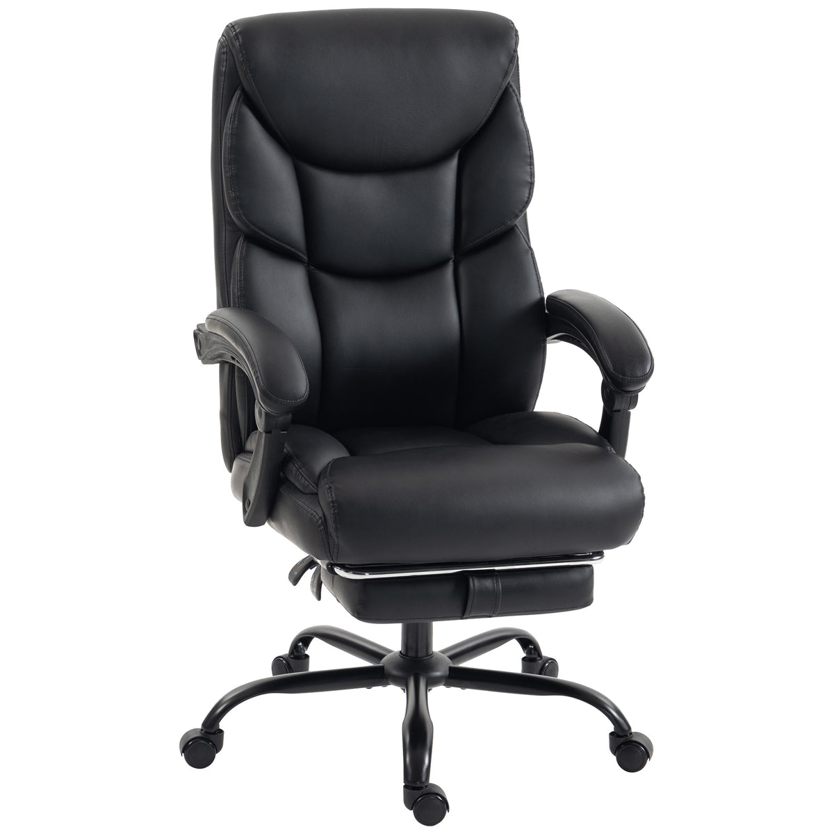 HOMCOM Executive Office Chair, 180kg Big and Tall PU Desk Chair with Linked Armrests, Pocket Spring Cushion, Adjustable Height, Rocking Function, 165Â° Reclining Backrest, Footrest, PU Casters, Black