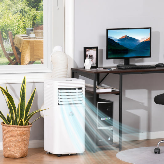 HOMCOM 9000 BTU Portable Air Conditioner for Cooling Dehumidifier Fan, Air Conditioning Unit for Room up to 28mÂ², with Remote, 24H Timer, Window Mount Kit, R290, A Energy Efficiency, 1122W