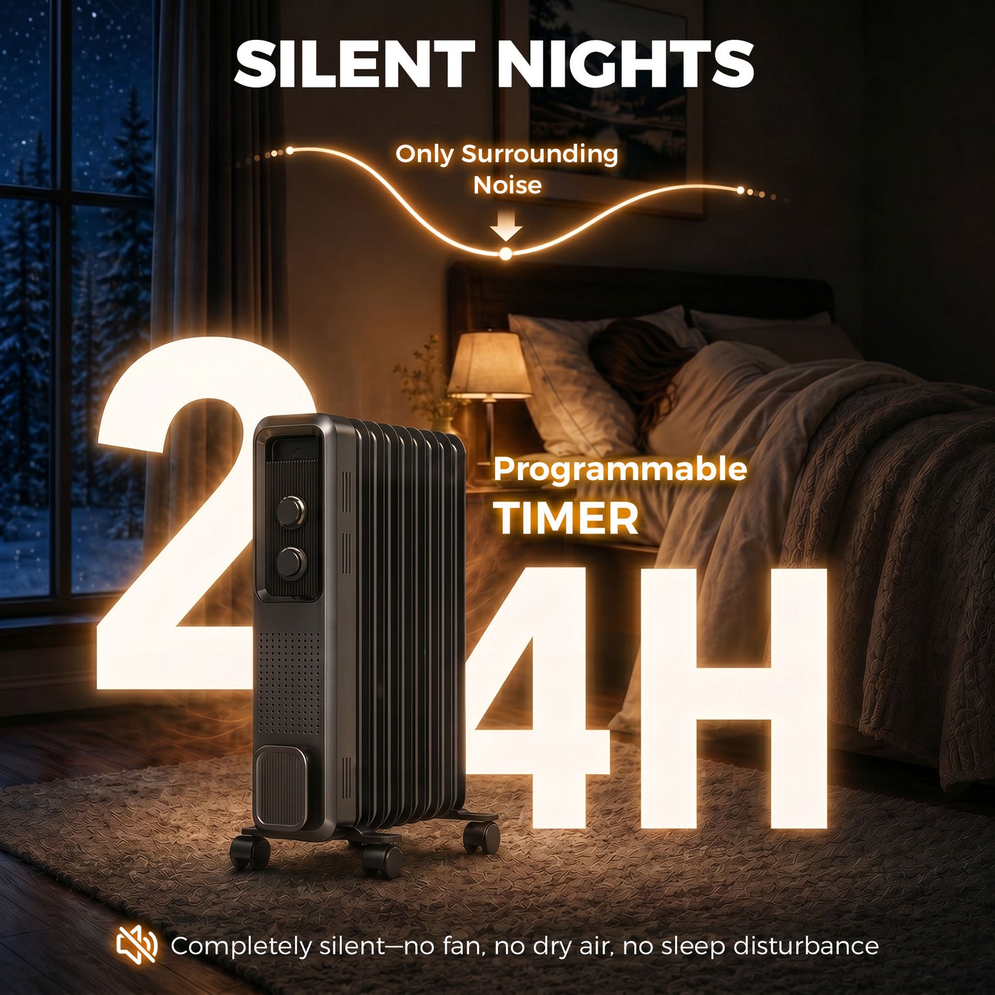 HOMCOM 2000W Oil Filled Radiator, 9 Fin, Portable Electric Heater with 3 Heat Settings, Safety Cut-Off and Wheels, Grey