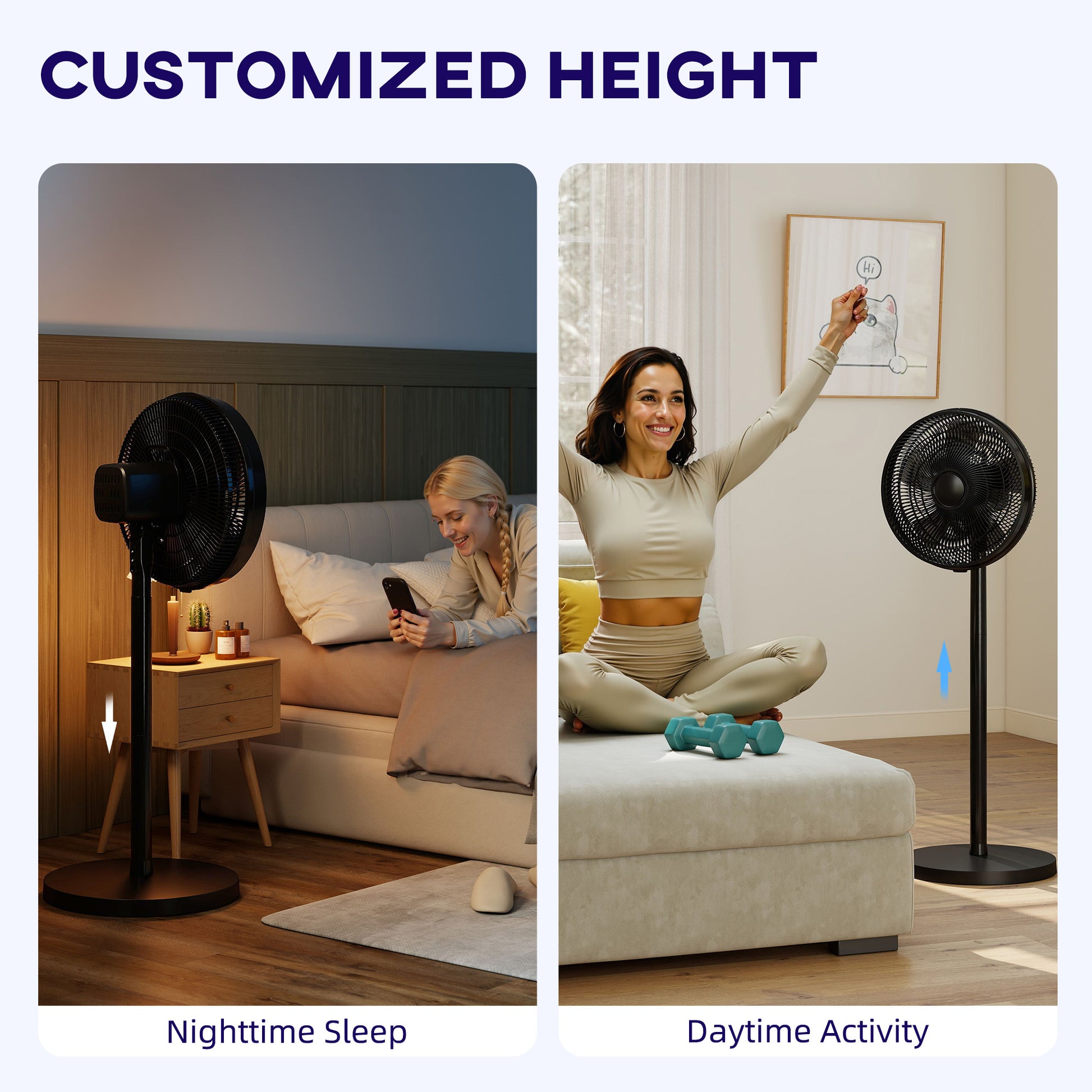 HOMCOM 40 cm Standing Fan, Cooling Floor Fan with 80Â° Oscillating, Adjustable Tilt and Height, 4 Speed, Remote Control, Black