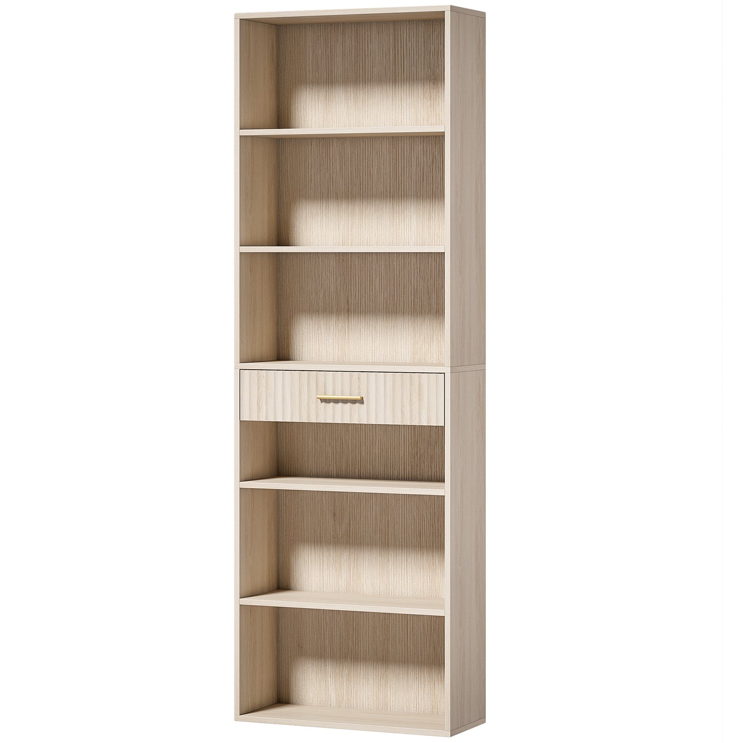HOMCOM Bookcase Narrow Tall Space-Saving Bookshelf Drawer Open Shelves 60 x 24 x 182 cm Oak Wood Effect
