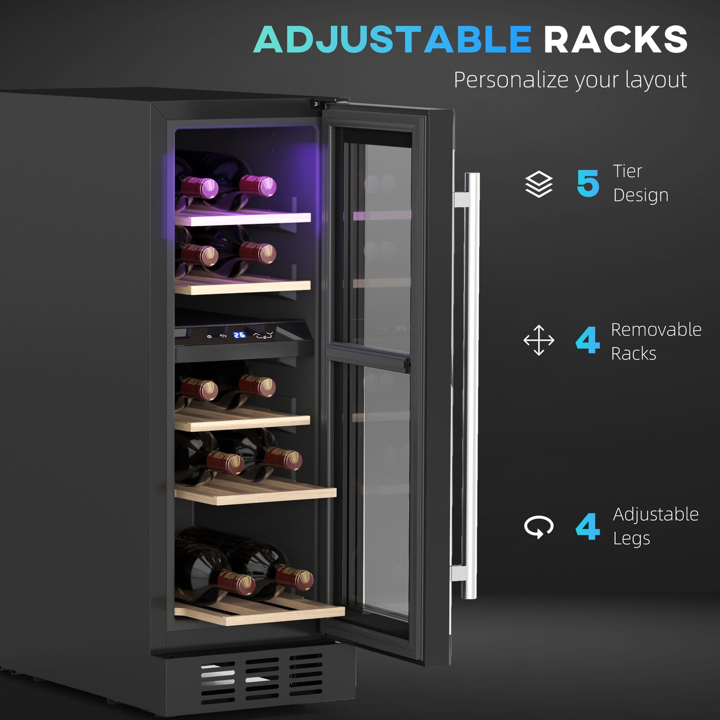 HOMCOM 16 Bottle Dual Zone 5-18â„ƒ Wine Fridge - Black