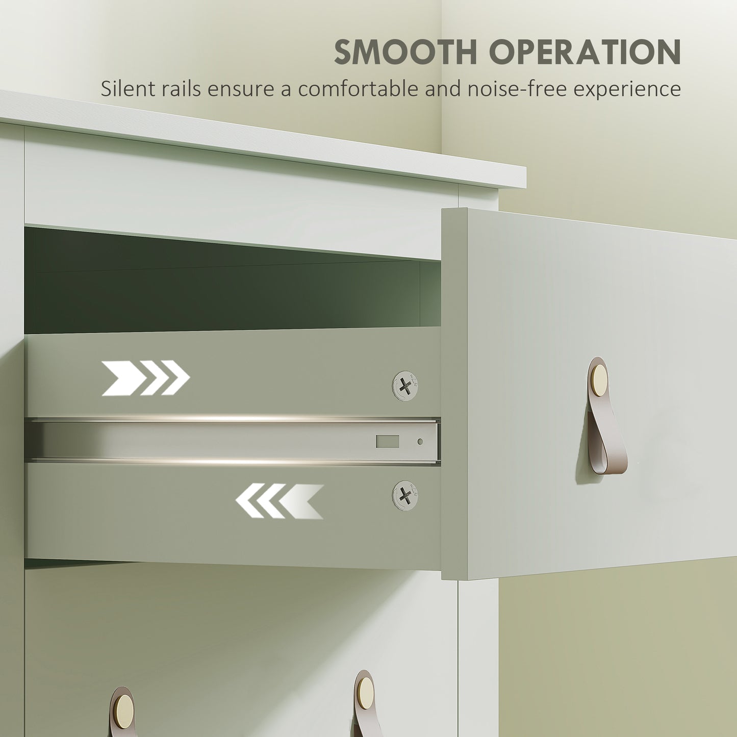 HOMCOM Bedroom Chest of Drawers, Modern 4 Drawer Dresser Cabinet with PU Leather Handles and Metal Runners for Living Room, Hallway, Entryway, 60 x 40 x 98 cm, Green