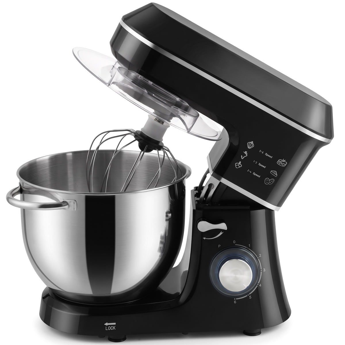 HOMCOM 7 L 1400W 6-Speed Tilt-Head Food Mixer, Stand Mixer with Handle and Dough Hook, Black Default Title