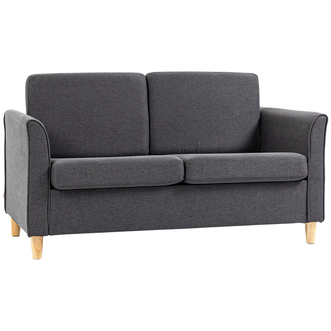 HOMCOM Compact Loveseat Sofa, Modern 2 Seater Sofa for Living Room wit ...