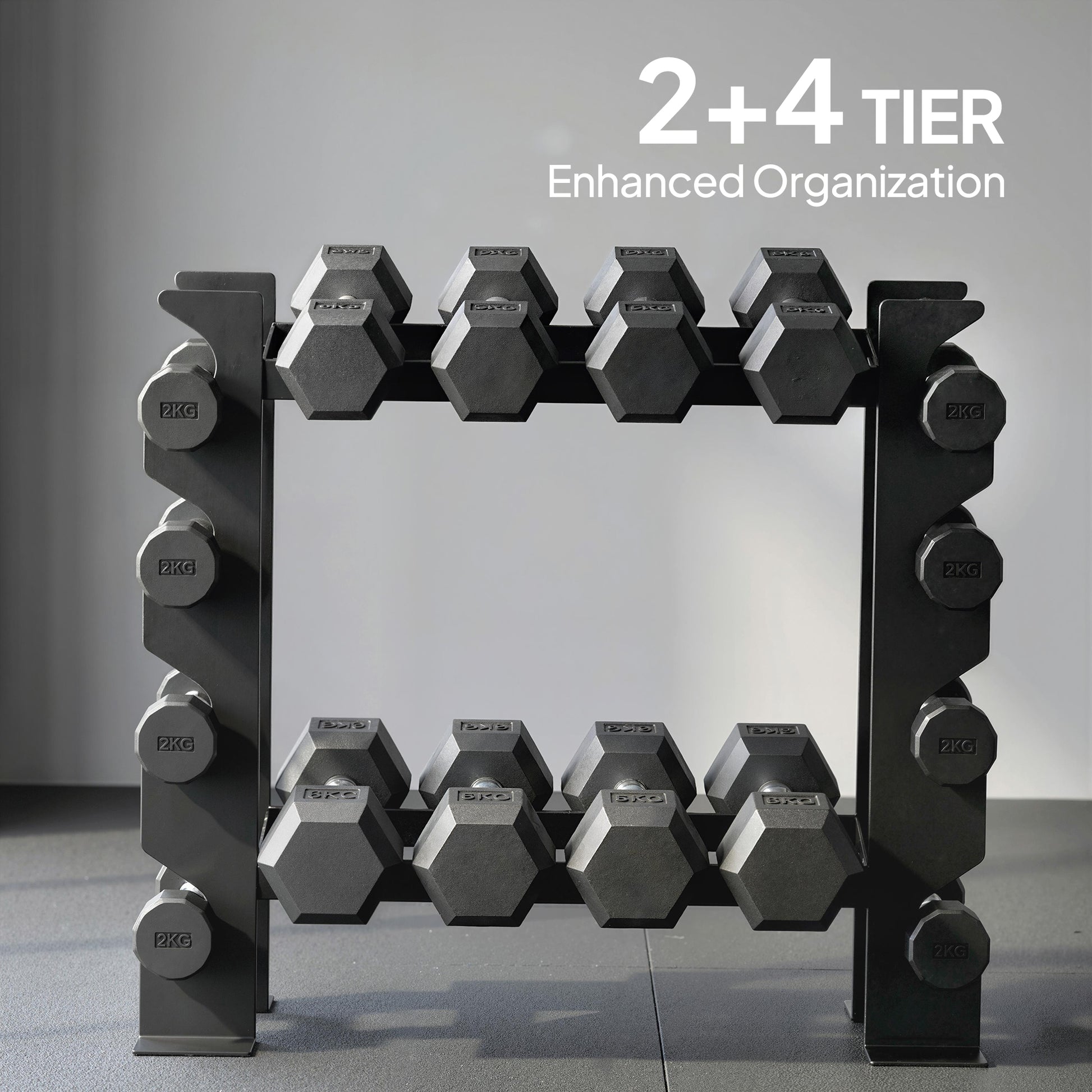 SPORTNOW 4-Tier Dumbbell Rack, Heavy-Duty Weight Rack for Dumbbells, Kettlebells and Multiple Balls, 200 KG Capacity, Black