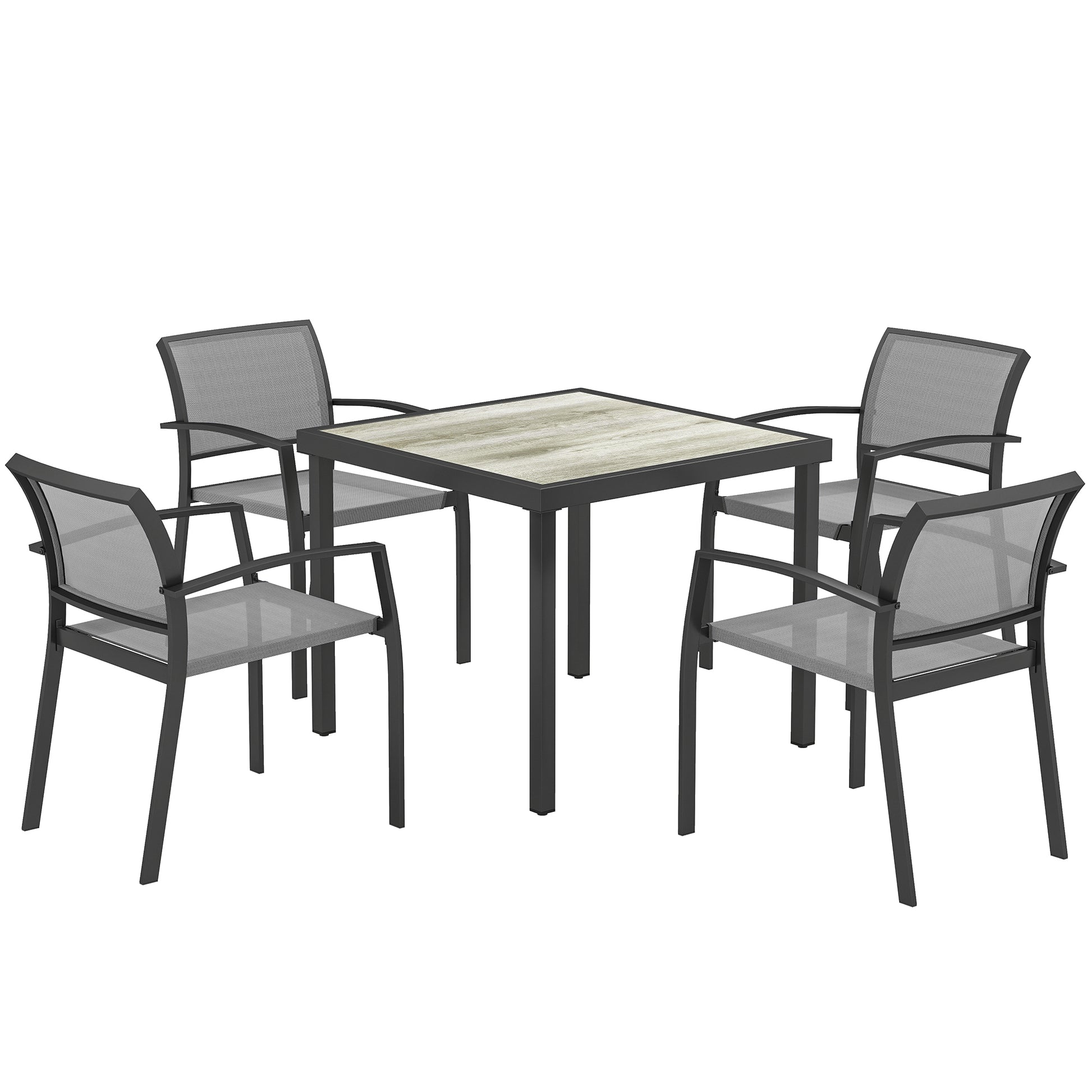 Outsunny Five-Piece Outdoor Garden Dining Set - Grey Default Title