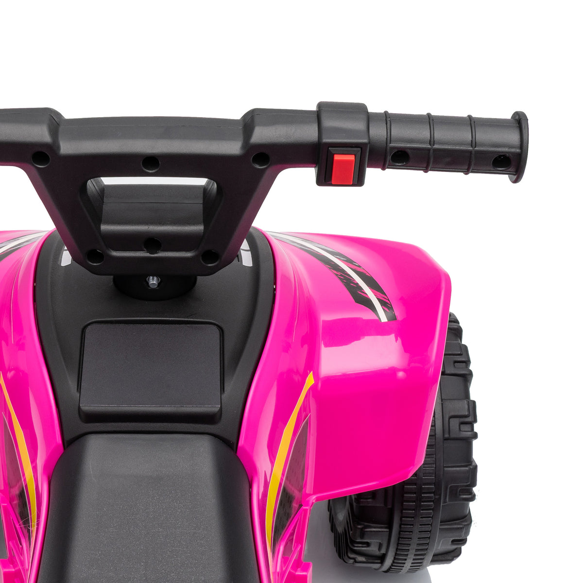 AIYAPLAY 6V Battery Powered Kids ATV, Quad Bike w/ Handlebar Button Control, Max 1.2MPH, Max 55lbs Load, for 18-48 M, Rose Red
