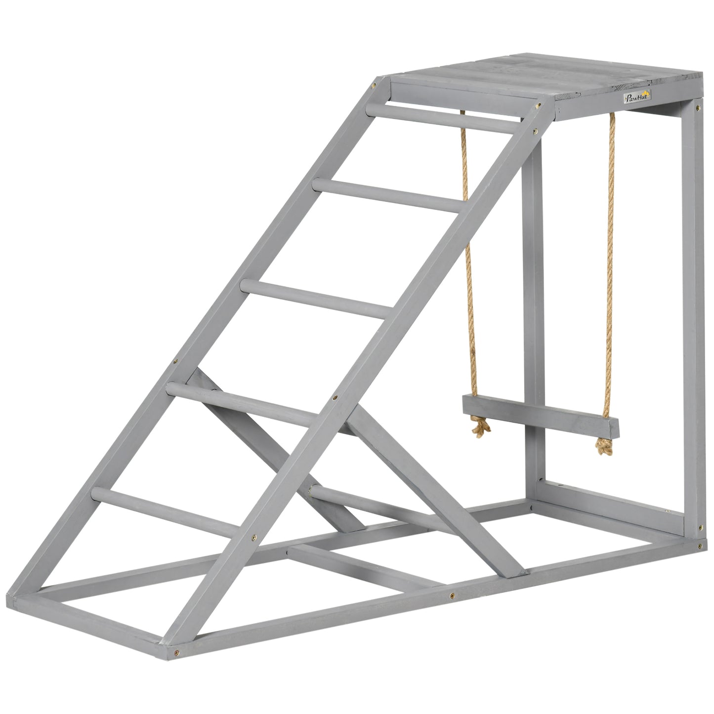 PawHut Wooden Chicken Coop Toy with Swing, Ladder, Platform, Grey Default Title