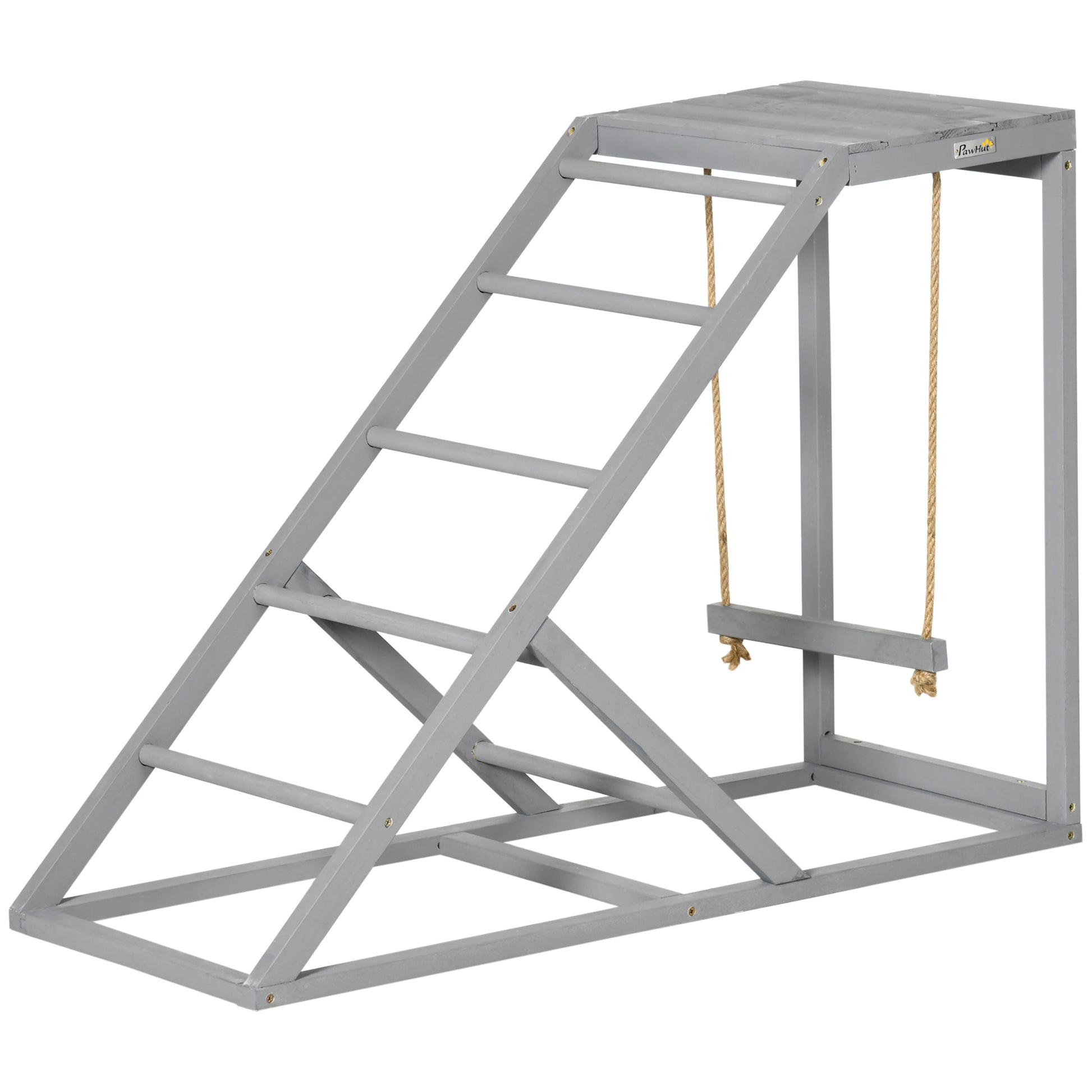 PawHut Wooden Chicken Coop Toy with Swing, Ladder, Platform, Grey Default Title