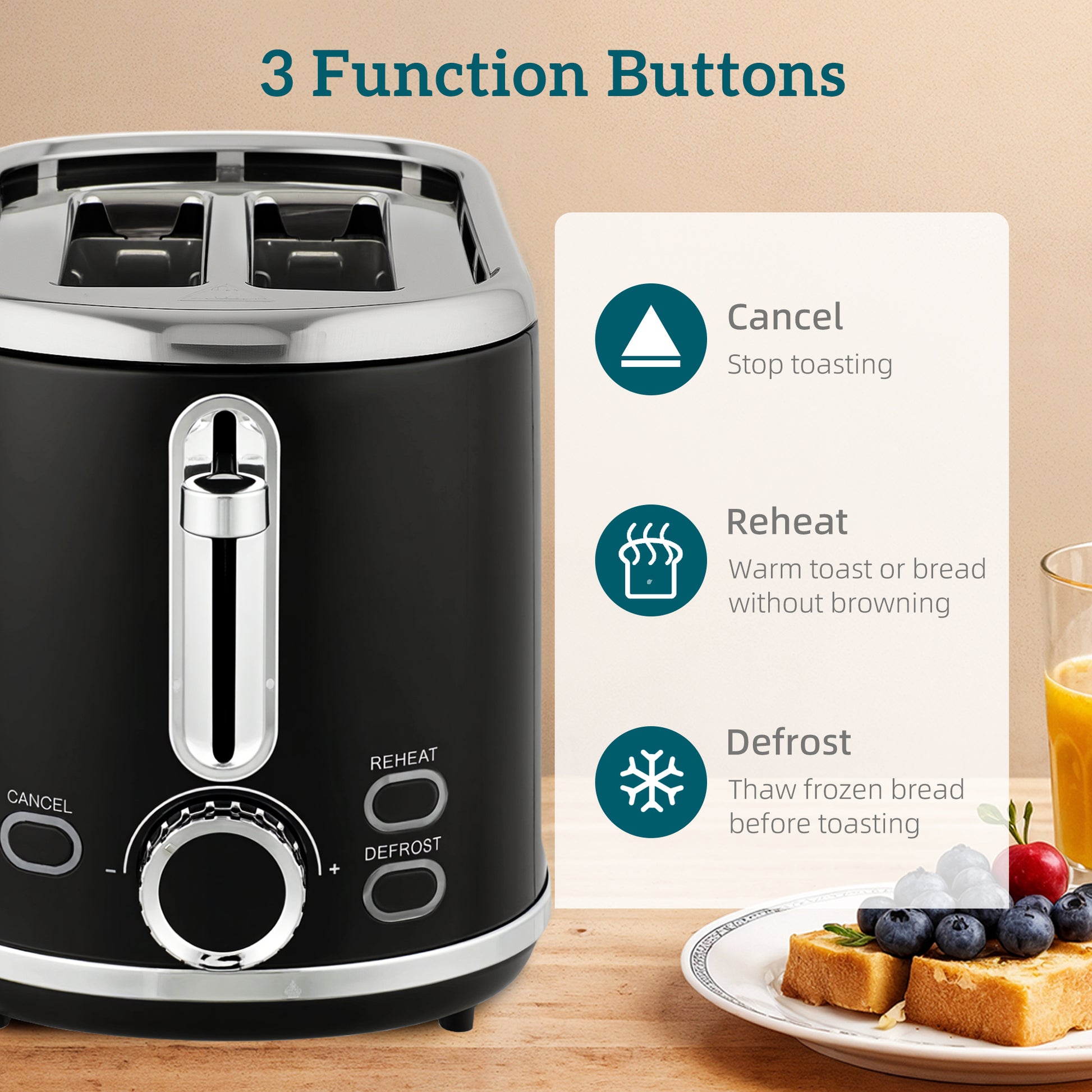 HOMCOM Polished Retro 40-100Â°C Kettle and Toaster Set - Black