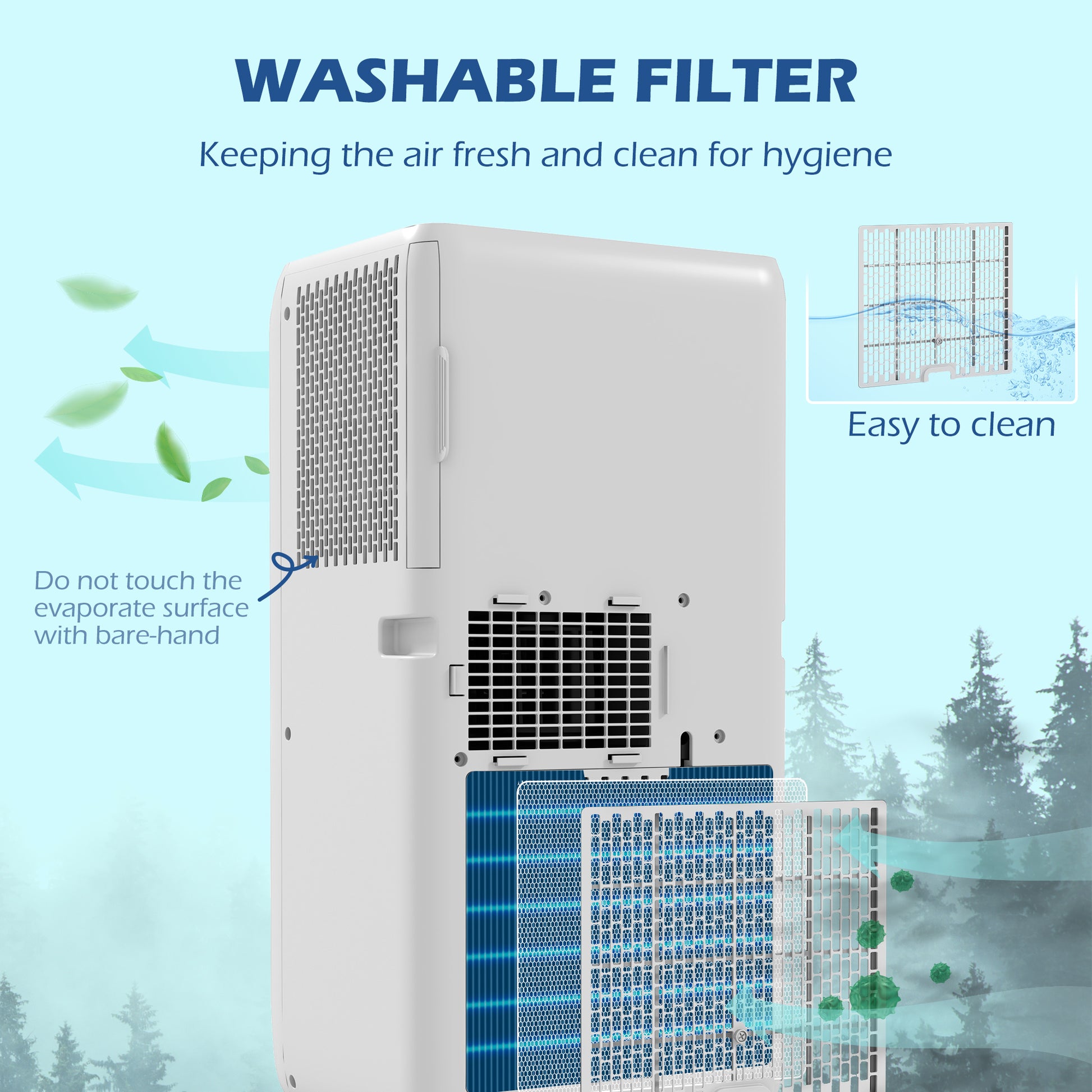 HOMCOM 9,000 BTU Mobile Air Conditioner for Room up to 28mÂ², with Dehumidifier, 24H Timer, Wheels, Window Mount Kit