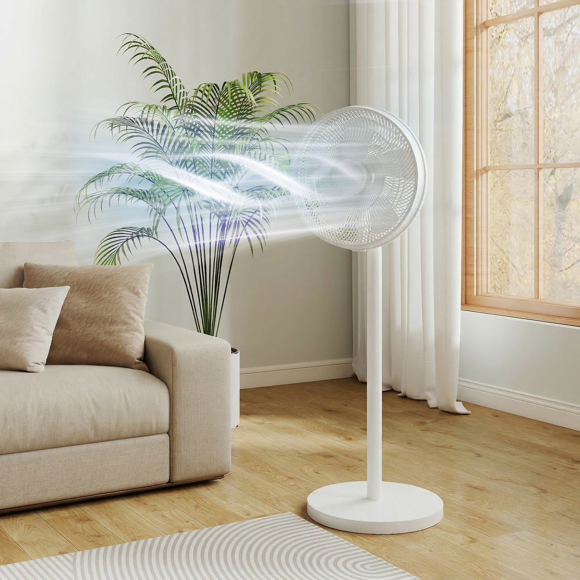 HOMCOM 40 cm Standing Fan, Cooling Floor Fan with 80Â° Oscillating, Ad ...