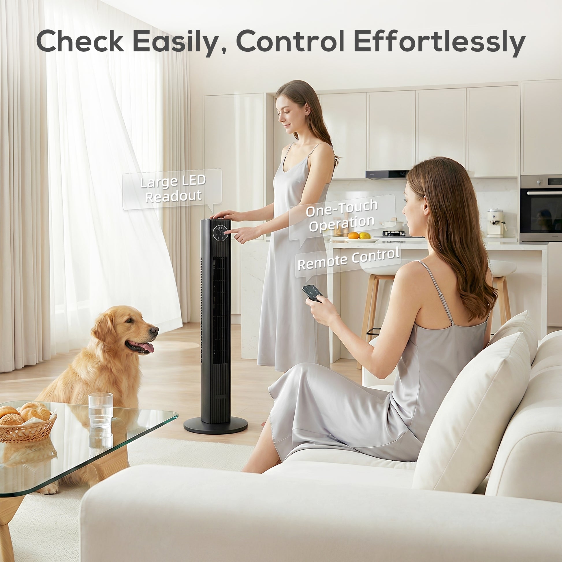 HOMCOM 28dB Tower Fan for Bedroom, 36 inch, 8 m/s Velocity Standing Cooling Fan with 80Â° Oscillating, BLDC Motor, 12 Speeds, LED Display, 4 Modes, 12H Timer, Remote Control, Black