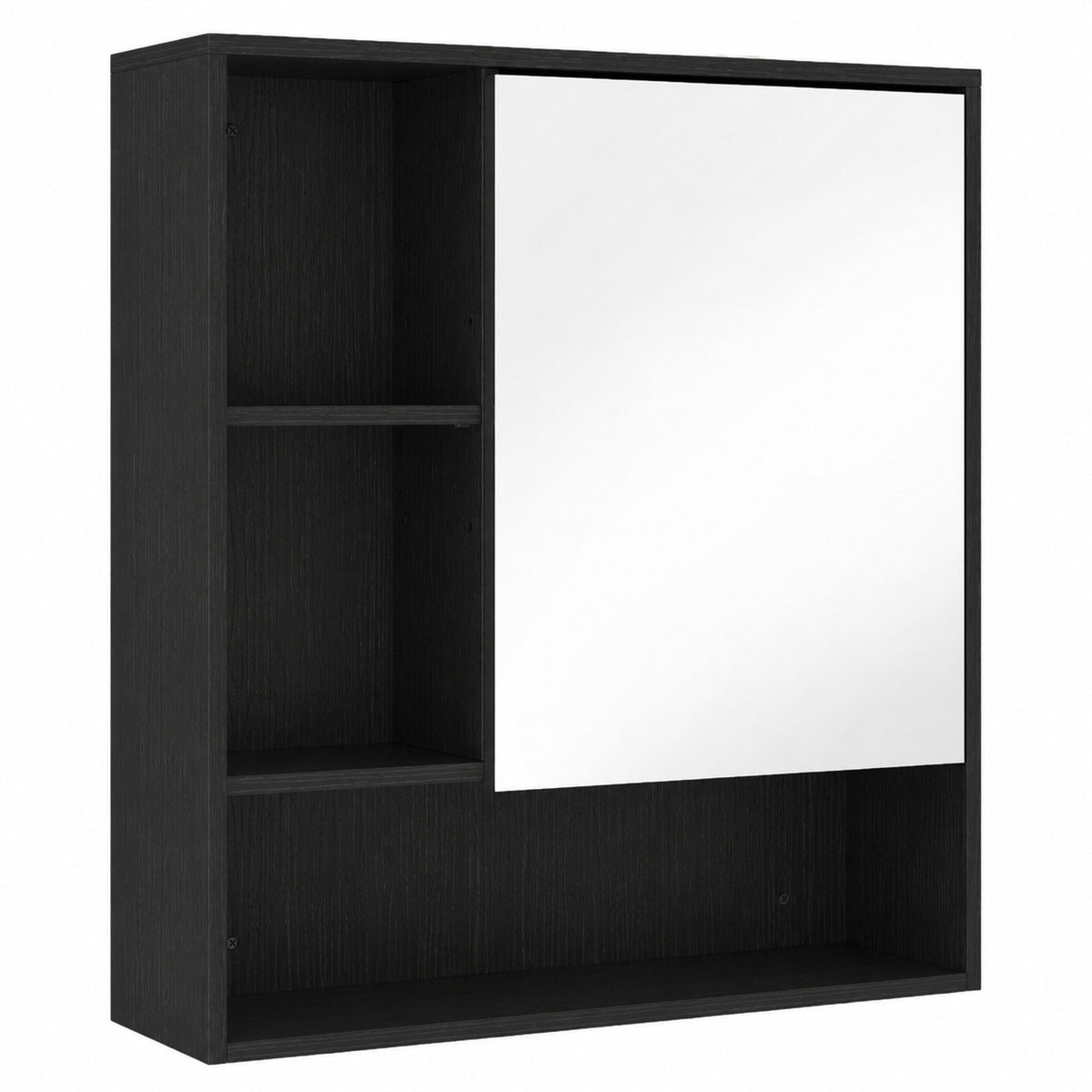 HOMCOM Bathroom Mirror Cabinet, Wall-Mounted Bathroom Cabinet with Mirror Door, Adjustable Shelves, Black Default Title