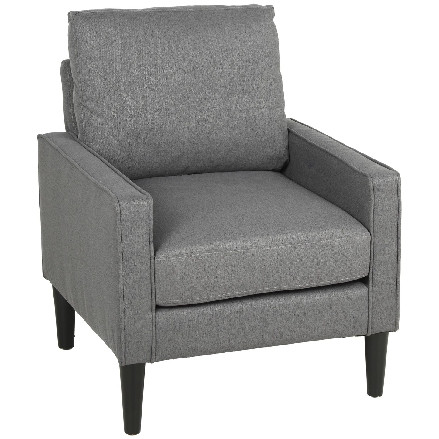 HOMCOM Accent Chair, Removable Pillow Linen Armchair with Comfy Spring Cushion for Living Room, Bedroom, Study, Dark Grey