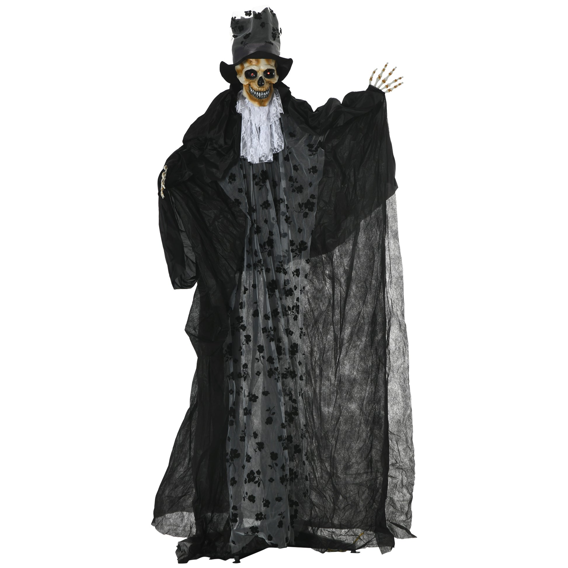 Outsunny 189cm Life Size Outdoor Halloween Decorations Ghost Bridegroom, Animated Prop Animatronic Decor with Sound and Motion Activated, Light Up Eyes, Howling Sound Default Title