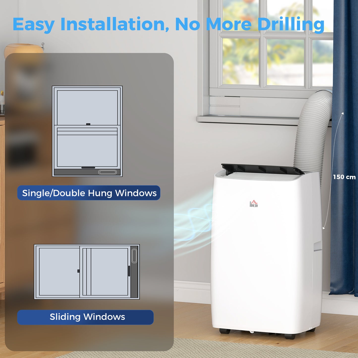 HOMCOM Portable Air Conditioner 14000 BTU, 4-in-1 Air Conditioning Unit, Dehumidifier, Cooling, Fan, Sleep Mode with 3 Speeds, Remote Control, LED Display, 24H Timer, Window Kit, Children Lock, 40mÂ²