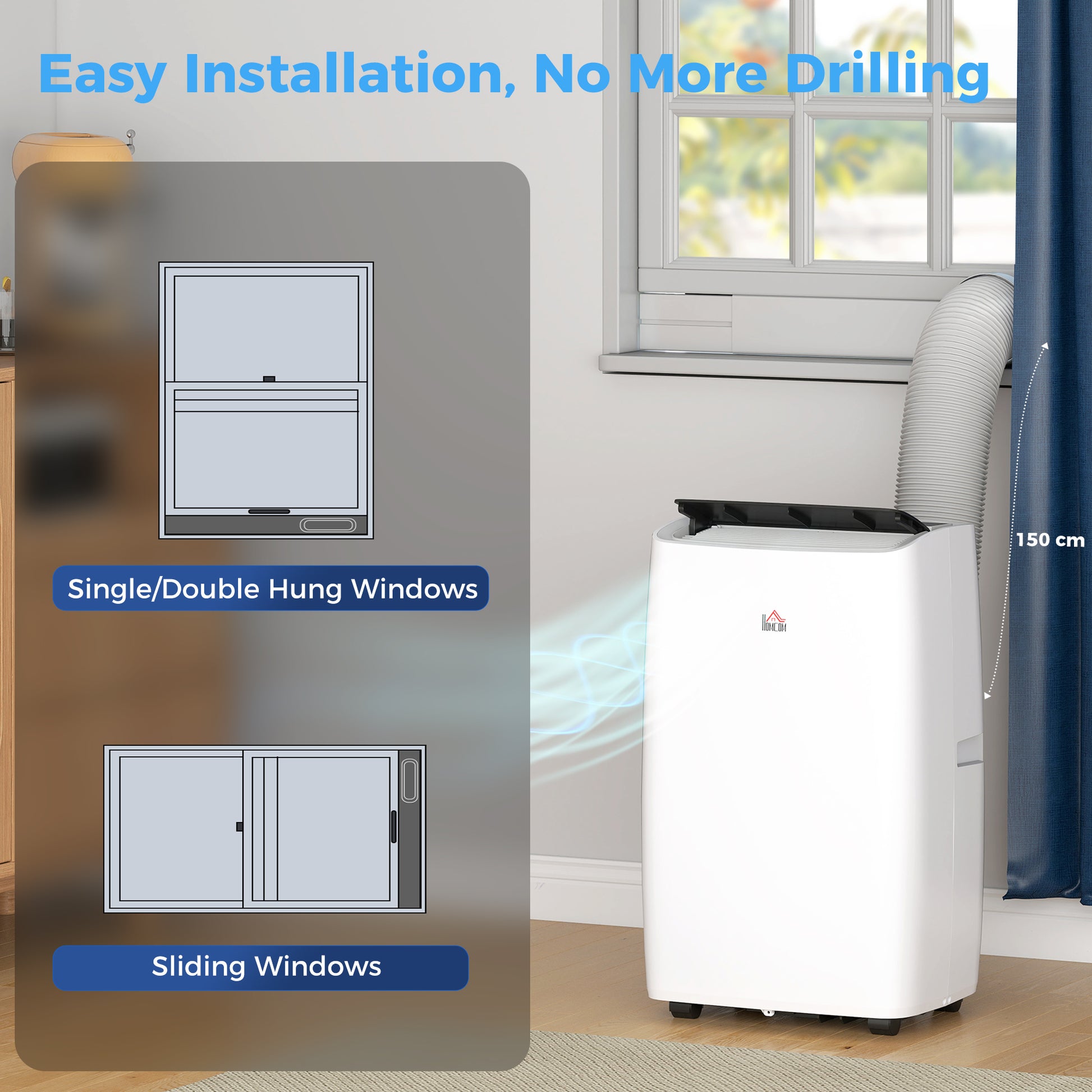 HOMCOM Portable Air Conditioner 14000 BTU, 4-in-1 Air Conditioning Unit, Dehumidifier, Cooling, Fan, Sleep Mode with 3 Speeds, Remote Control, LED Display, 24H Timer, Window Kit, Children Lock, 40mÂ²