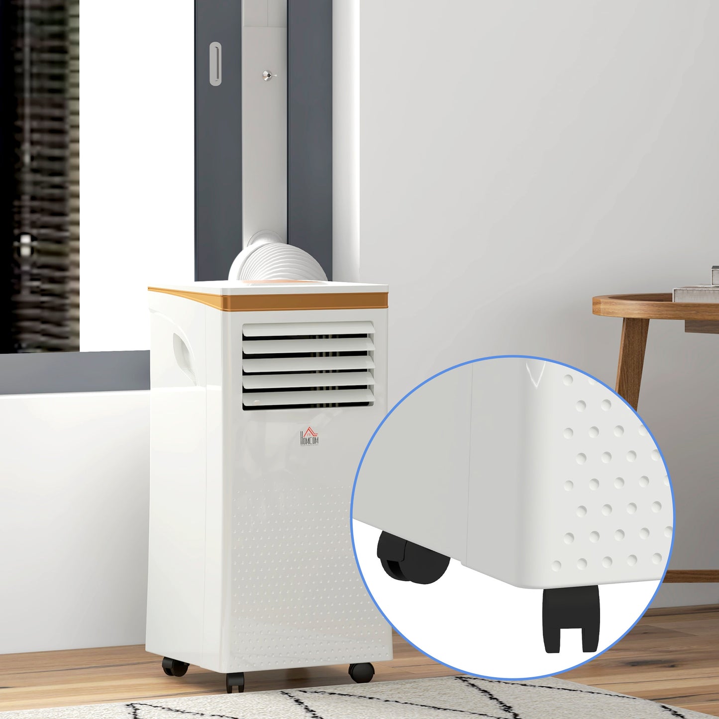 HOMCOM Portable Air Conditioner 7000 BTU, 4-in-1 Mobile Air Conditioning Unit with Cooling, Fan, Dehumidifier & Sleep Mode, LED Display, Remote Control, 24H Timer, Window Kit for Rooms up to 26ãŽ¡