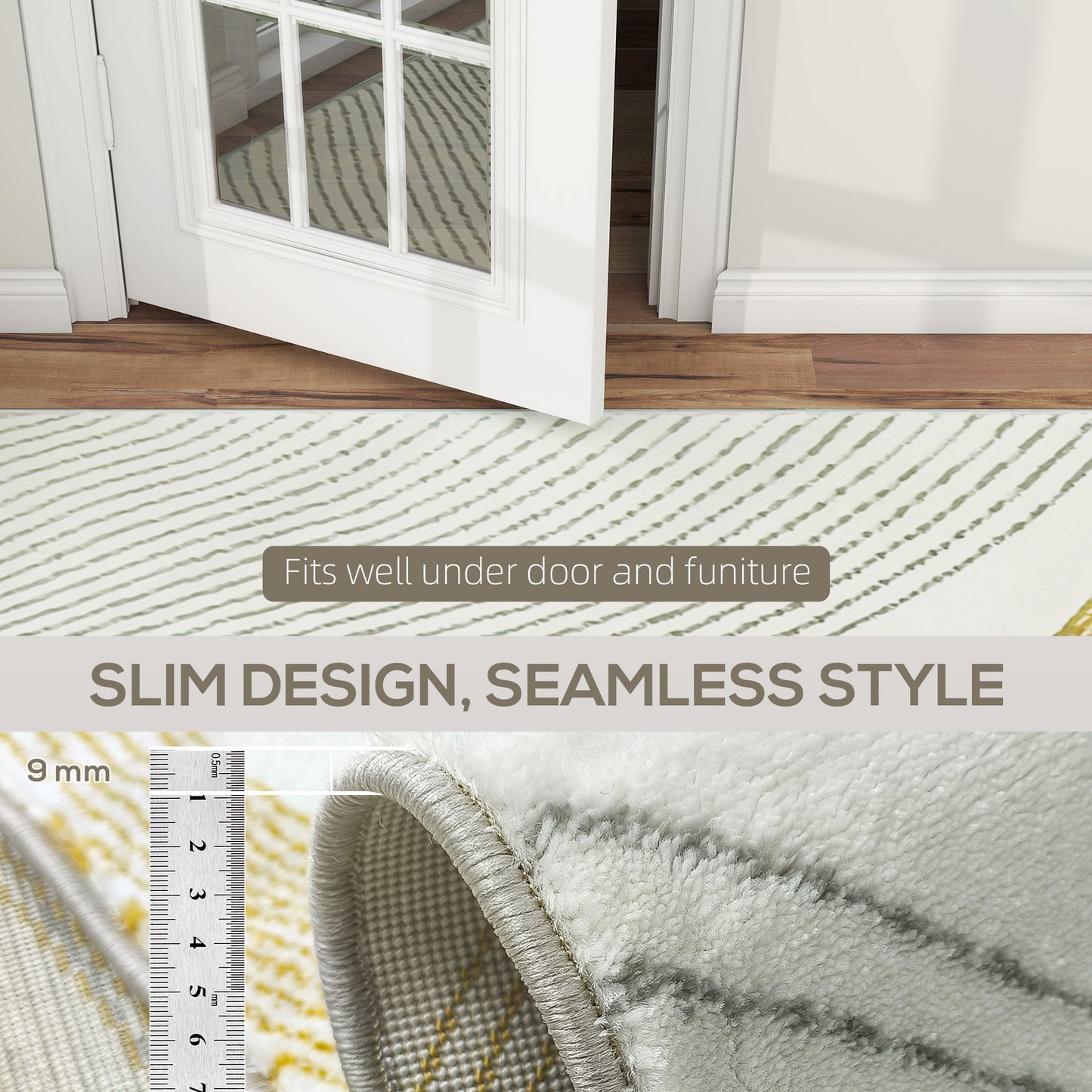 HOMCOM Modern Area Rug, Machine Washable Rug, Allergy-Friendly Floor Carpet for Living Room, Bedroom, Dining Room, Home Office, 230 x 160 cm, Cream White