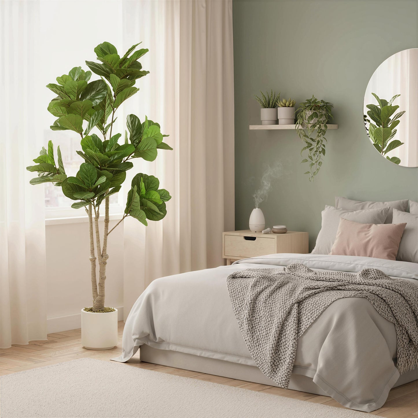 HOMCOM 180cm Artificial Fiddle Leaf Fig Tree - Green