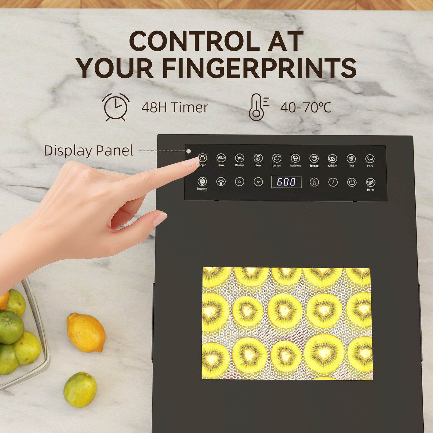 HOMCOM 12-Tray 40-70 Food Dehydrator - Black