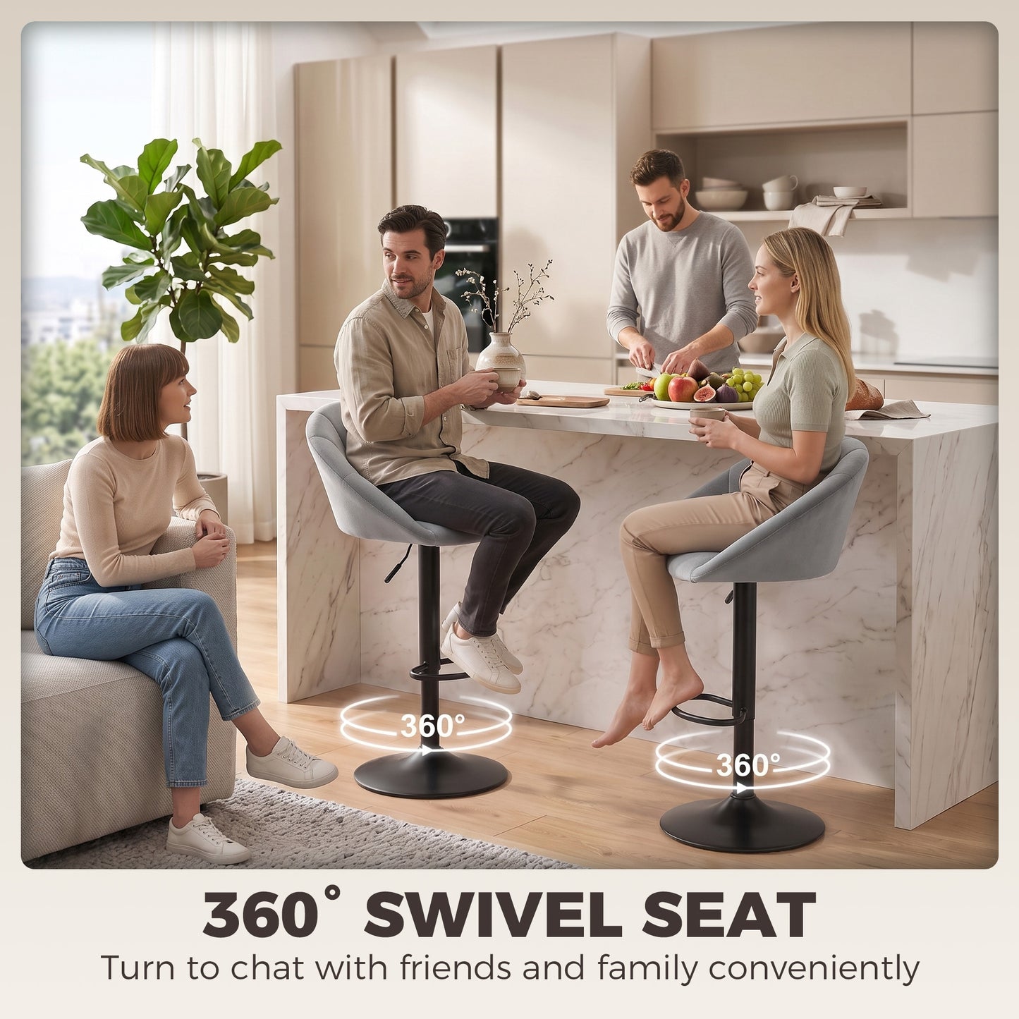 HOMCOM stool counter backs