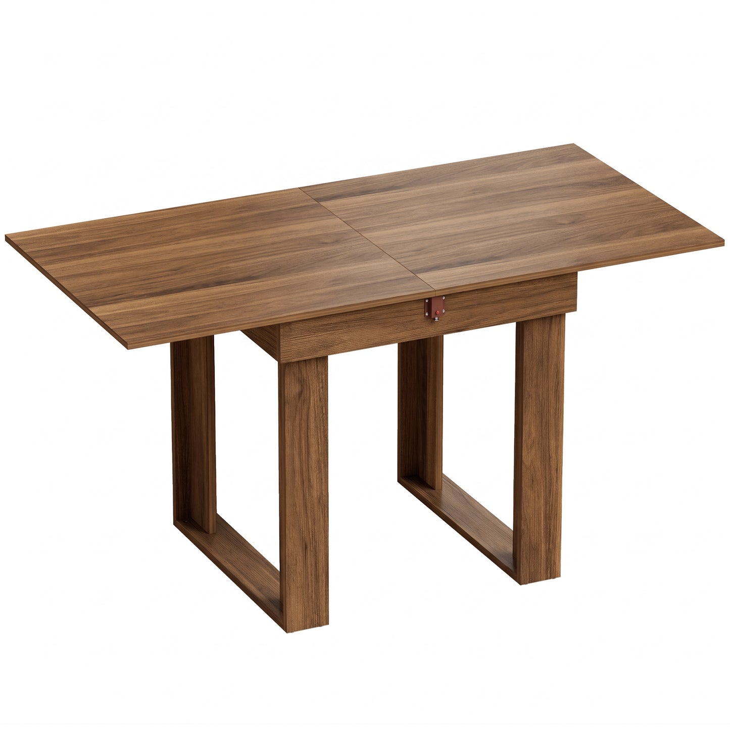 HOMCOM Folding Dining Table Under-Table Storage Extendable Kitchen Table Steel Rail Grey Wood Effect